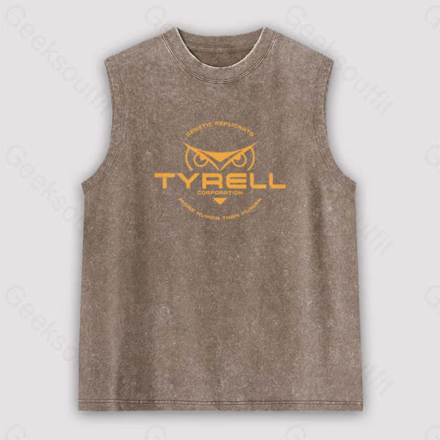 Fictional Blade Runner Brand Unisex Washed Tank Brown / S
