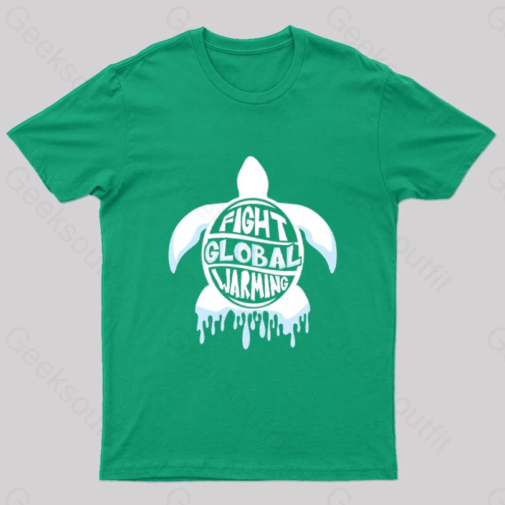 Fight Global Warming Turtle T-Shirt Green / S