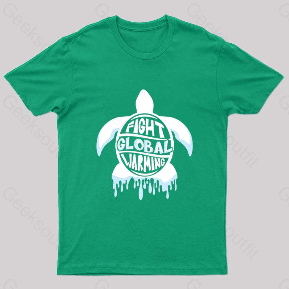 Fight Global Warming Turtle T-Shirt Green / S