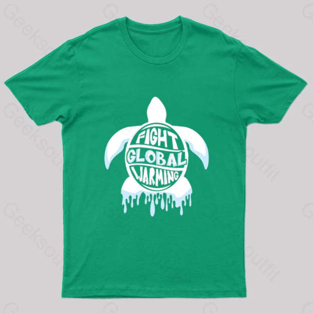 Fight Global Warming Turtle T-Shirt Green / S