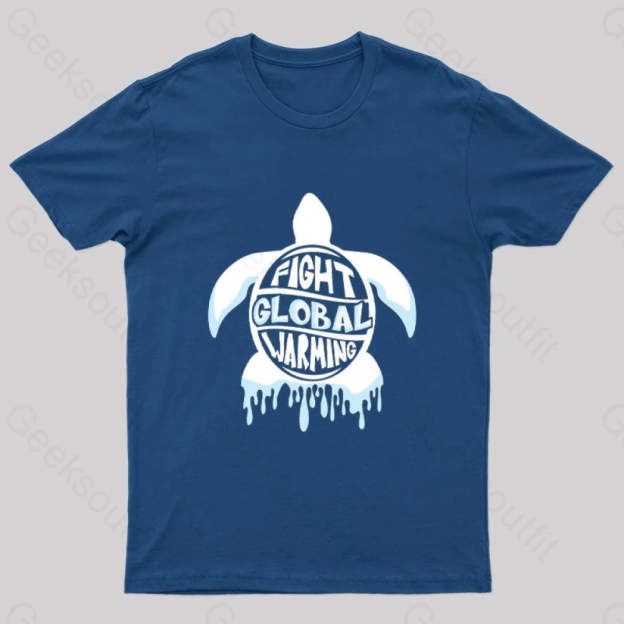 Fight Global Warming Turtle T-Shirt Navy / S