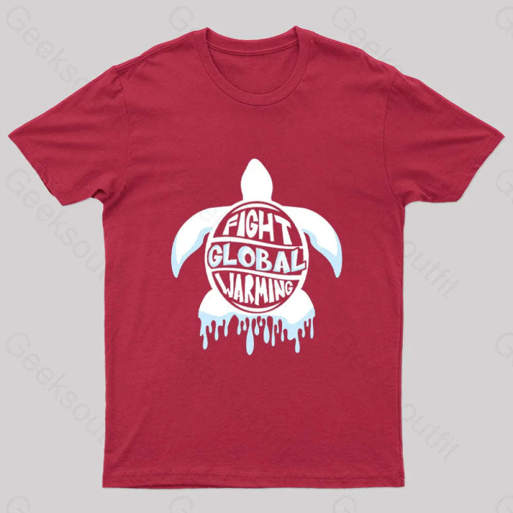 Fight Global Warming Turtle T-Shirt Red / S