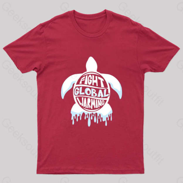 Fight Global Warming Turtle T-Shirt Red / S