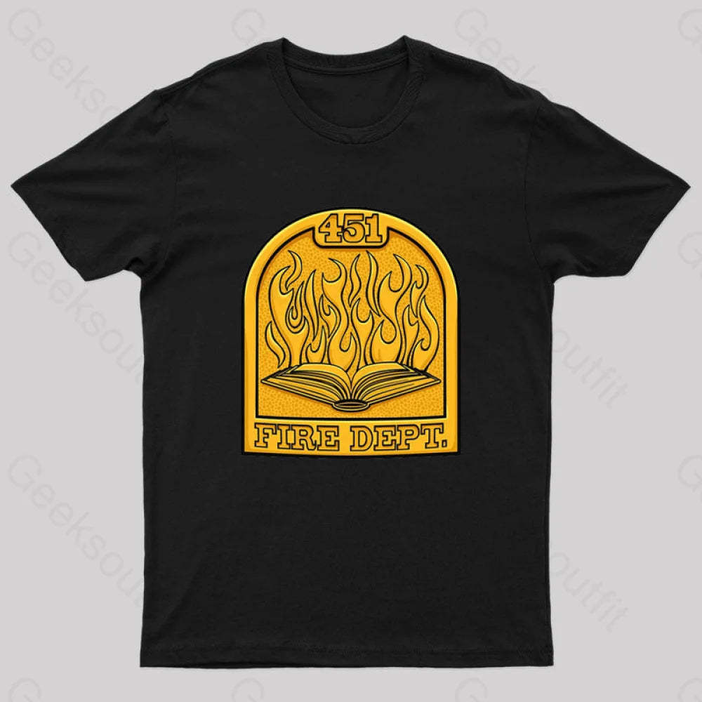 Fire Department 451 Geek T-Shirt Black / S
