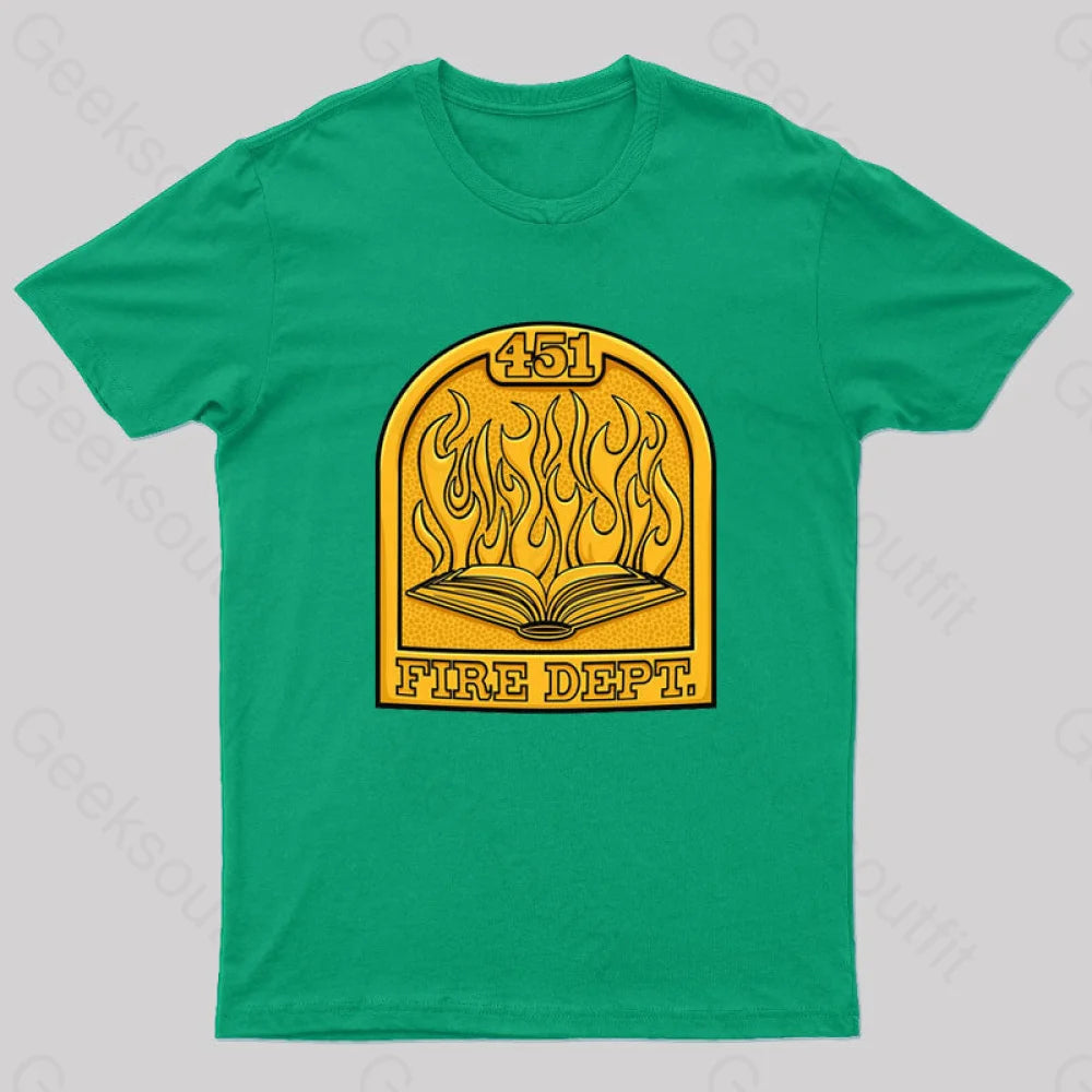 Fire Department 451 Geek T-Shirt Green / S