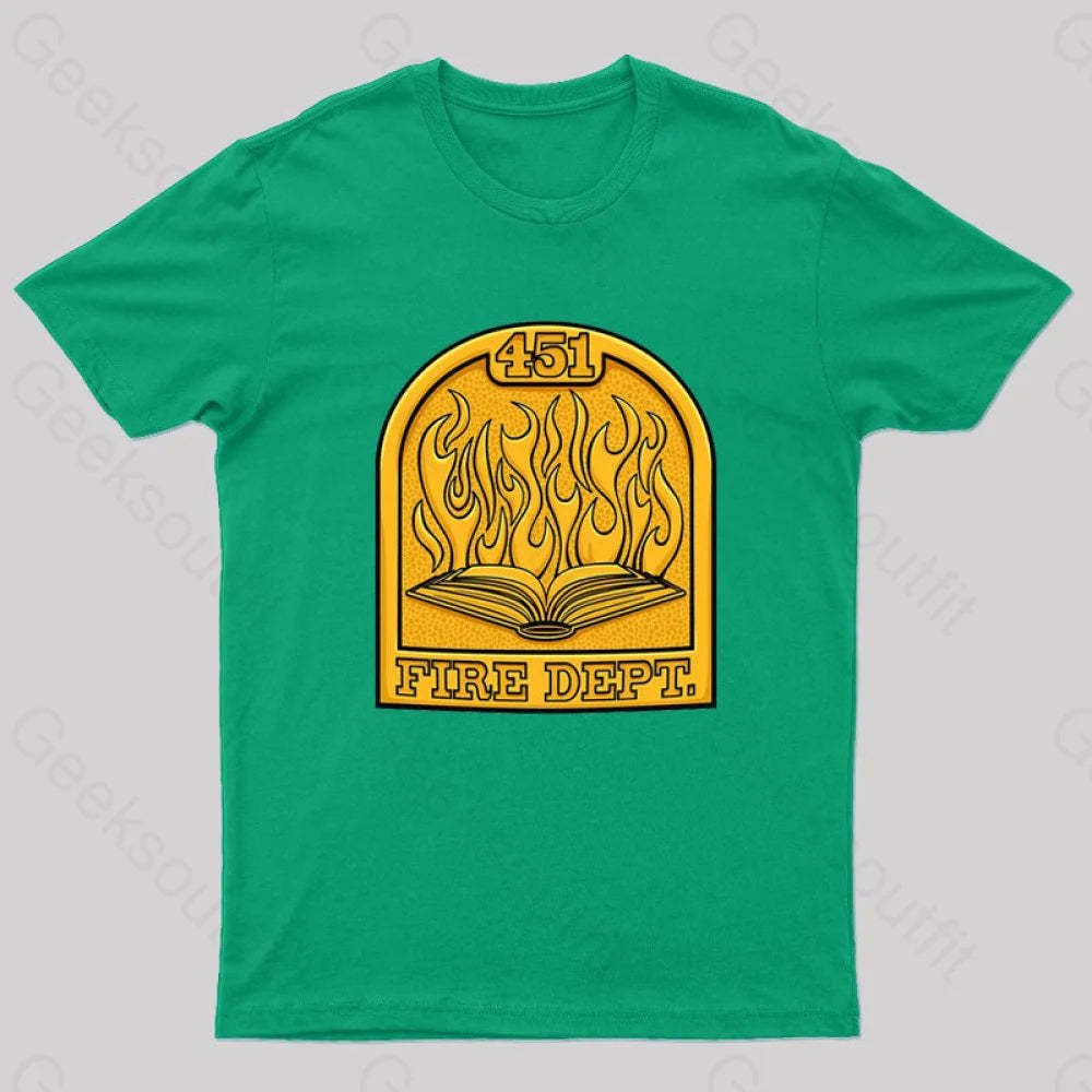 Fire Department 451 Geek T-Shirt Green / S