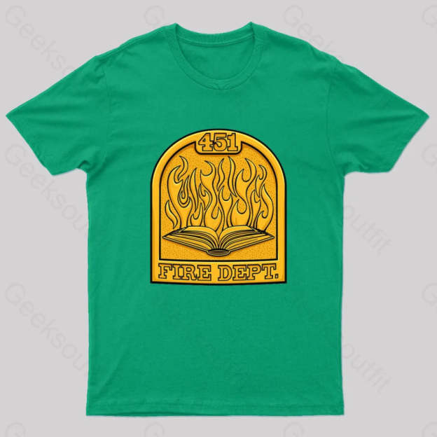 Fire Department 451 Geek T-Shirt Green / S