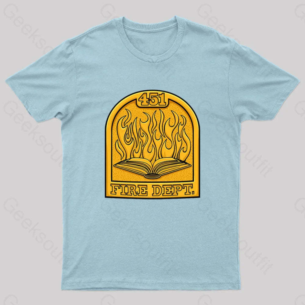 Fire Department 451 Geek T-Shirt Light Blue / S