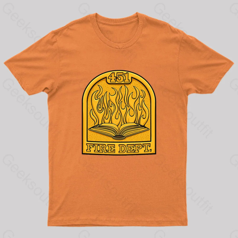 Fire Department 451 Geek T-Shirt Orange / S