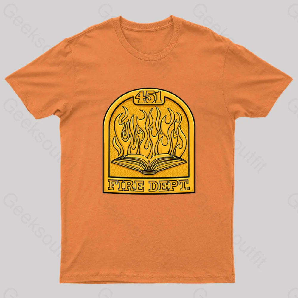 Fire Department 451 Geek T-Shirt Orange / S