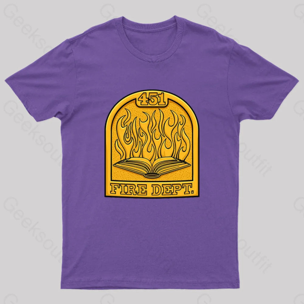 Fire Department 451 Geek T-Shirt Purple / S