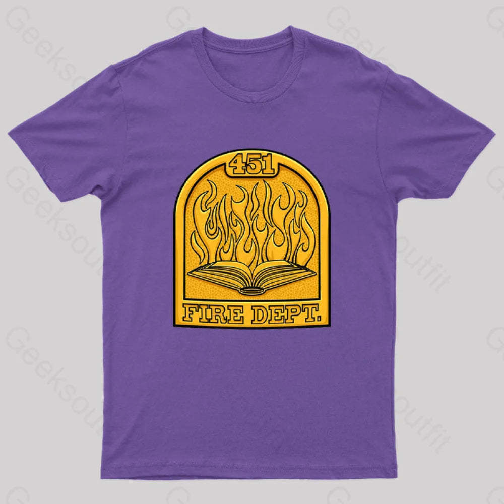 Fire Department 451 Geek T-Shirt Purple / S