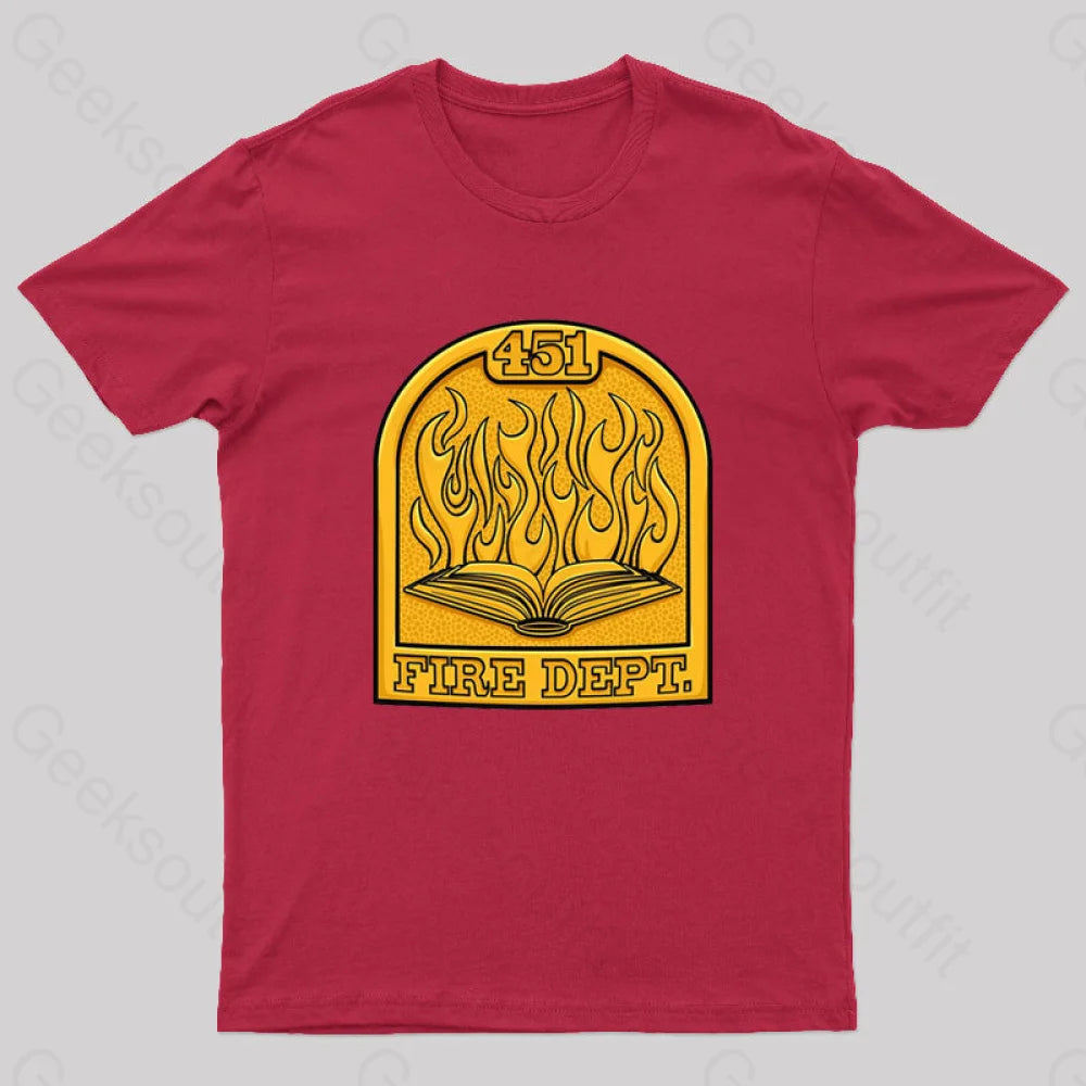 Fire Department 451 Geek T-Shirt Red / S