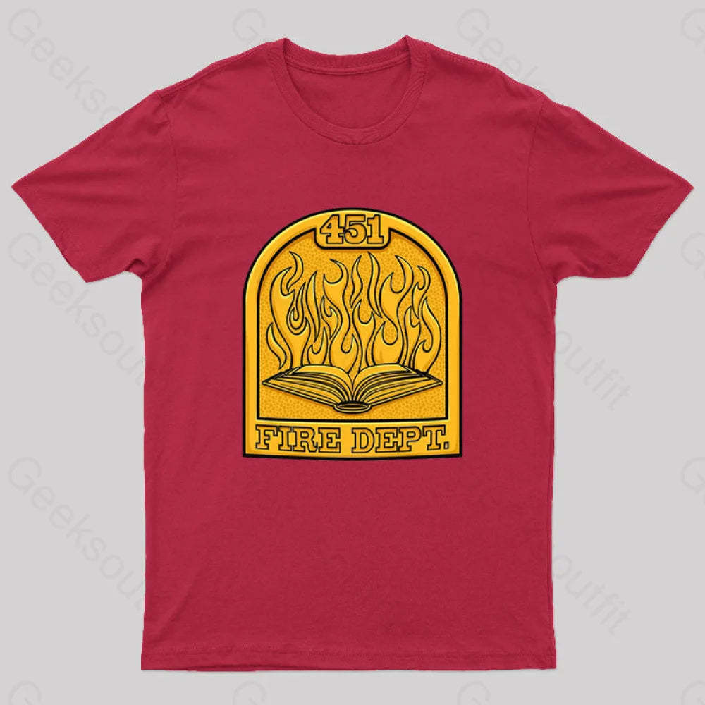 Fire Department 451 Geek T-Shirt Red / S