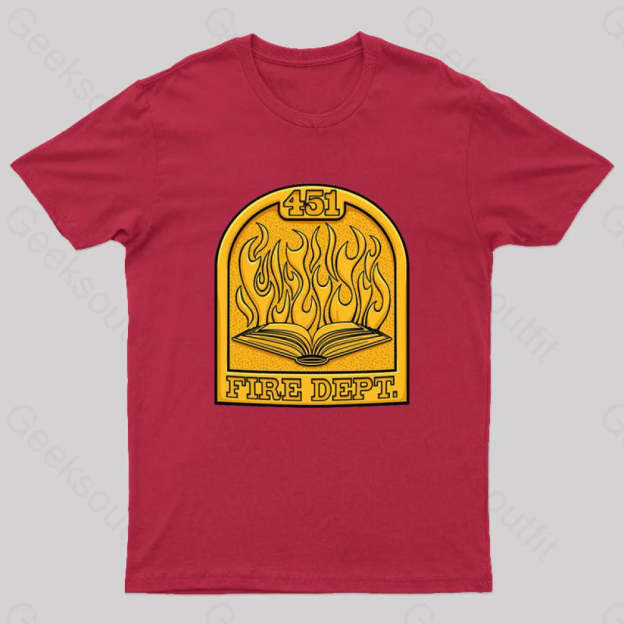 Fire Department 451 Geek T-Shirt Red / S