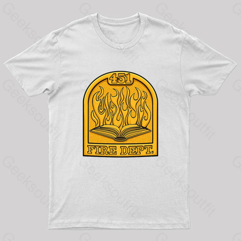 Fire Department 451 Geek T-Shirt White / S