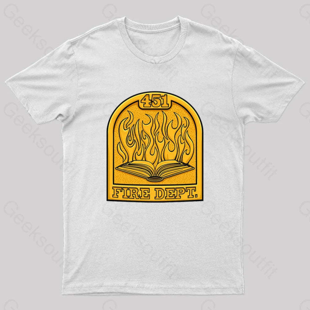 Fire Department 451 Geek T-Shirt White / S