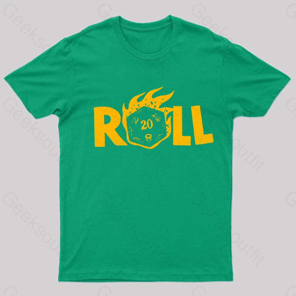 Flaming Dice Geek T-Shirt Green / S