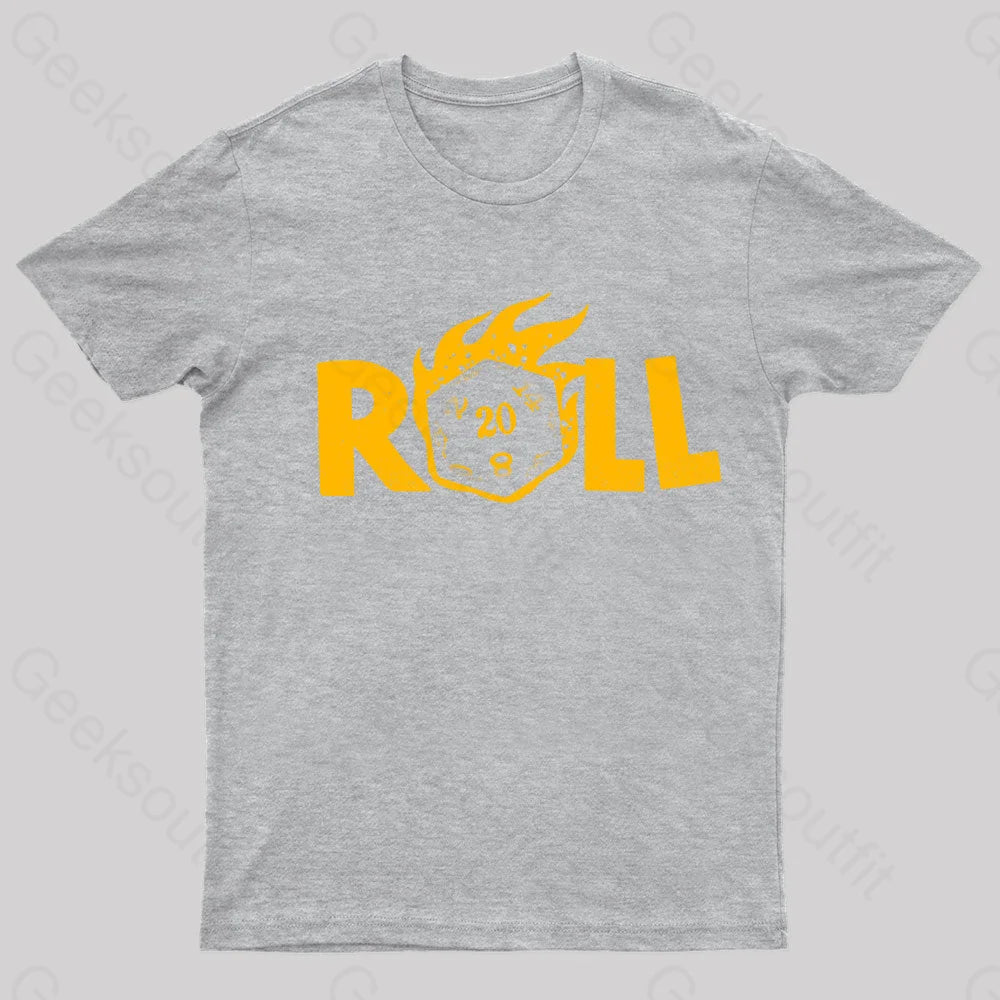 Flaming Dice Geek T-Shirt Grey / S