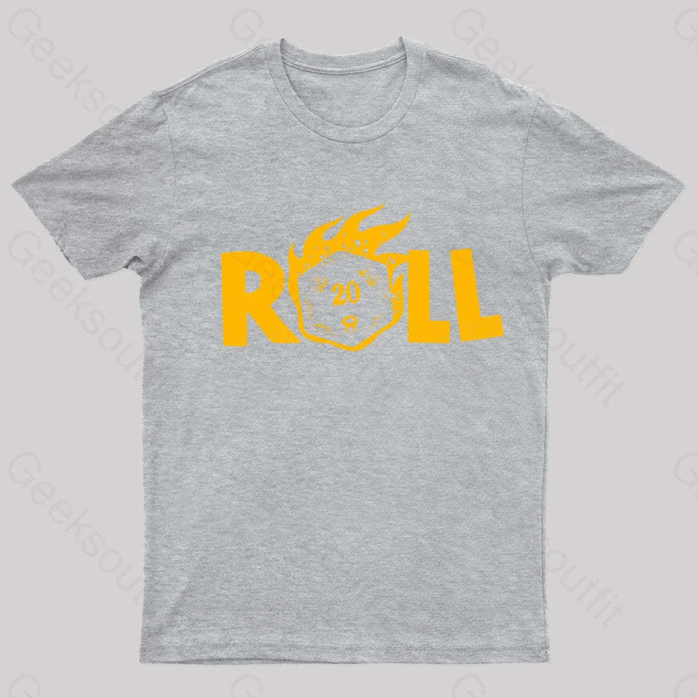 Flaming Dice Geek T-Shirt Grey / S