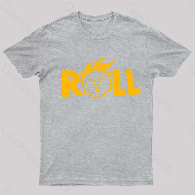 Flaming Dice Geek T-Shirt Grey / S