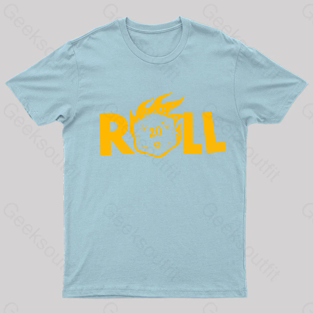 Flaming Dice Geek T-Shirt Light Blue / S