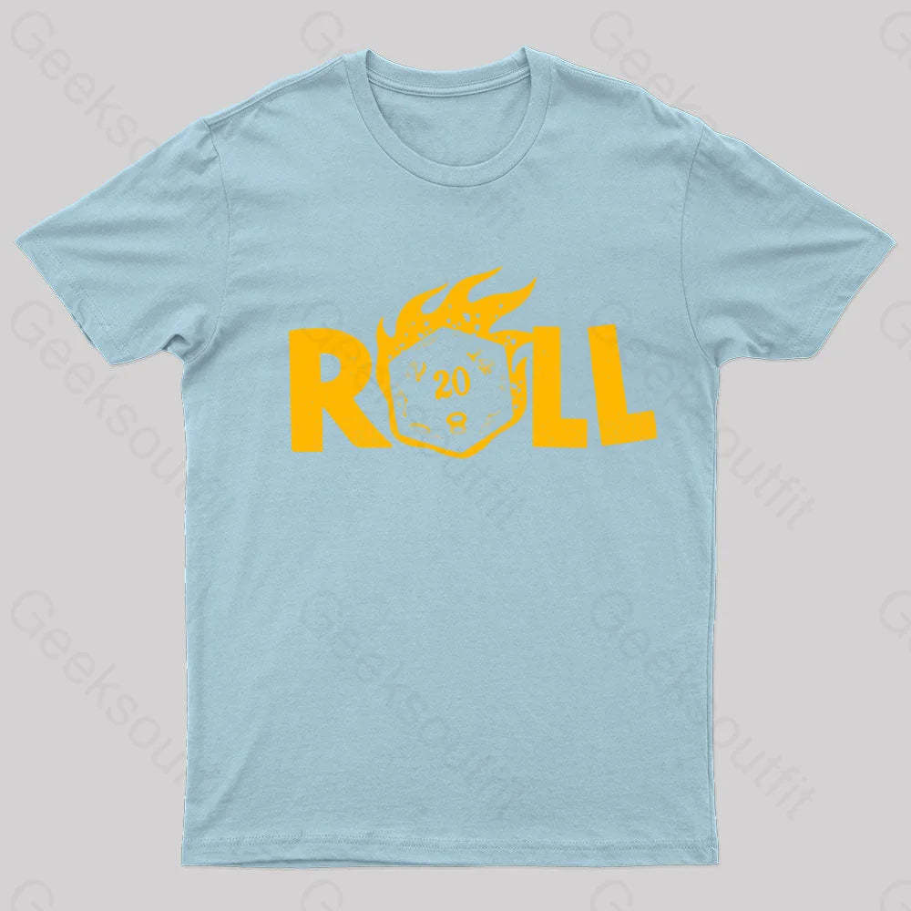 Flaming Dice Geek T-Shirt Light Blue / S