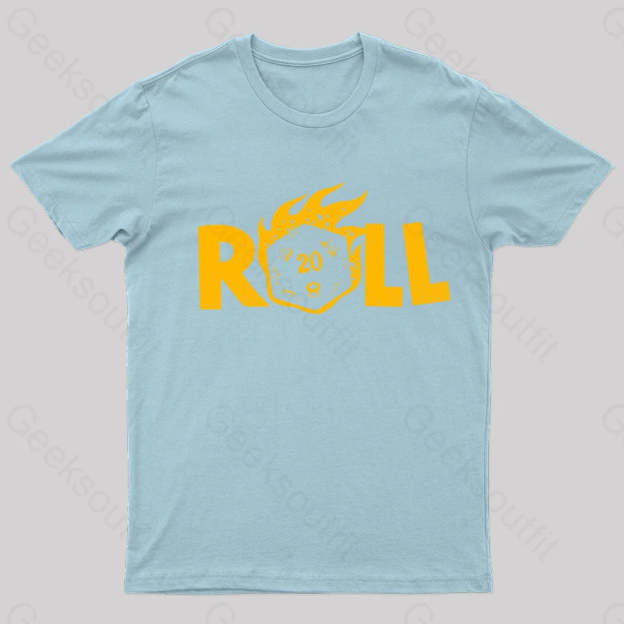 Flaming Dice Geek T-Shirt Light Blue / S