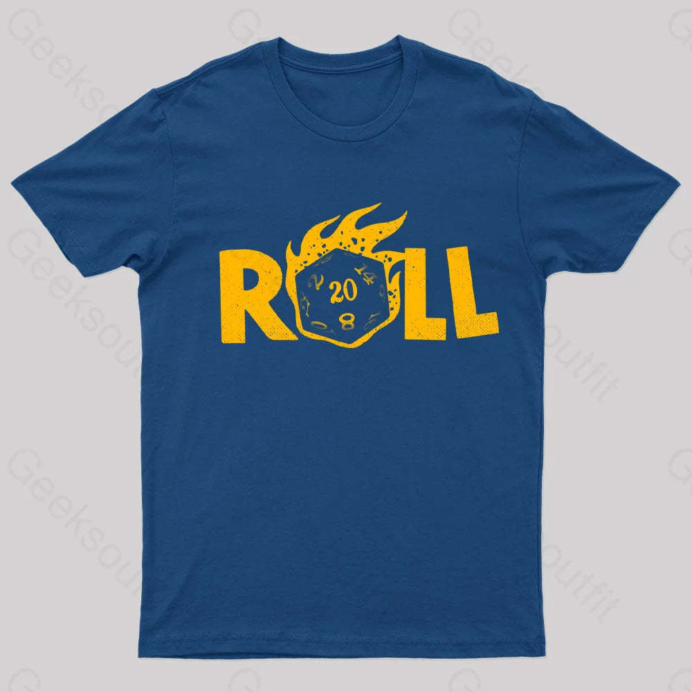 Flaming Dice Geek T-Shirt Navy / S