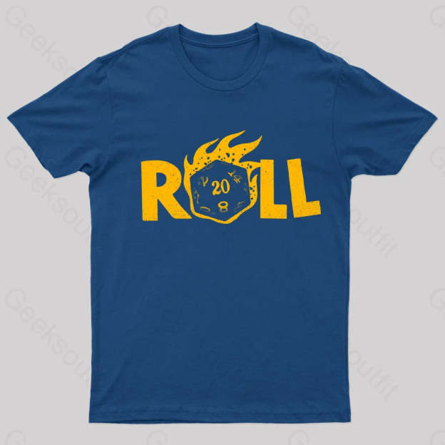 Flaming Dice Geek T-Shirt Navy / S