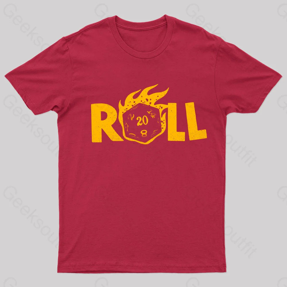 Flaming Dice Geek T-Shirt Red / S