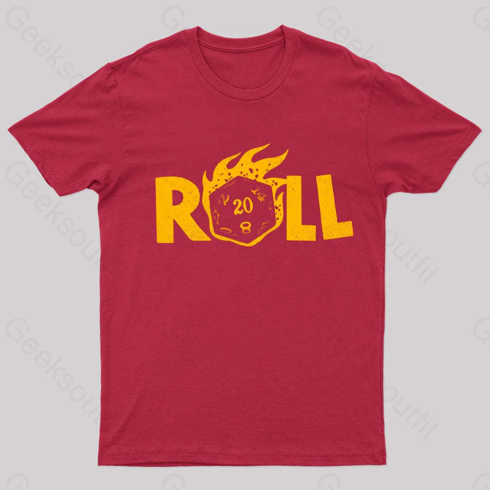 Flaming Dice Geek T-Shirt Red / S