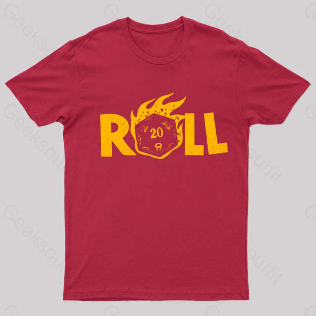 Flaming Dice Geek T-Shirt Red / S