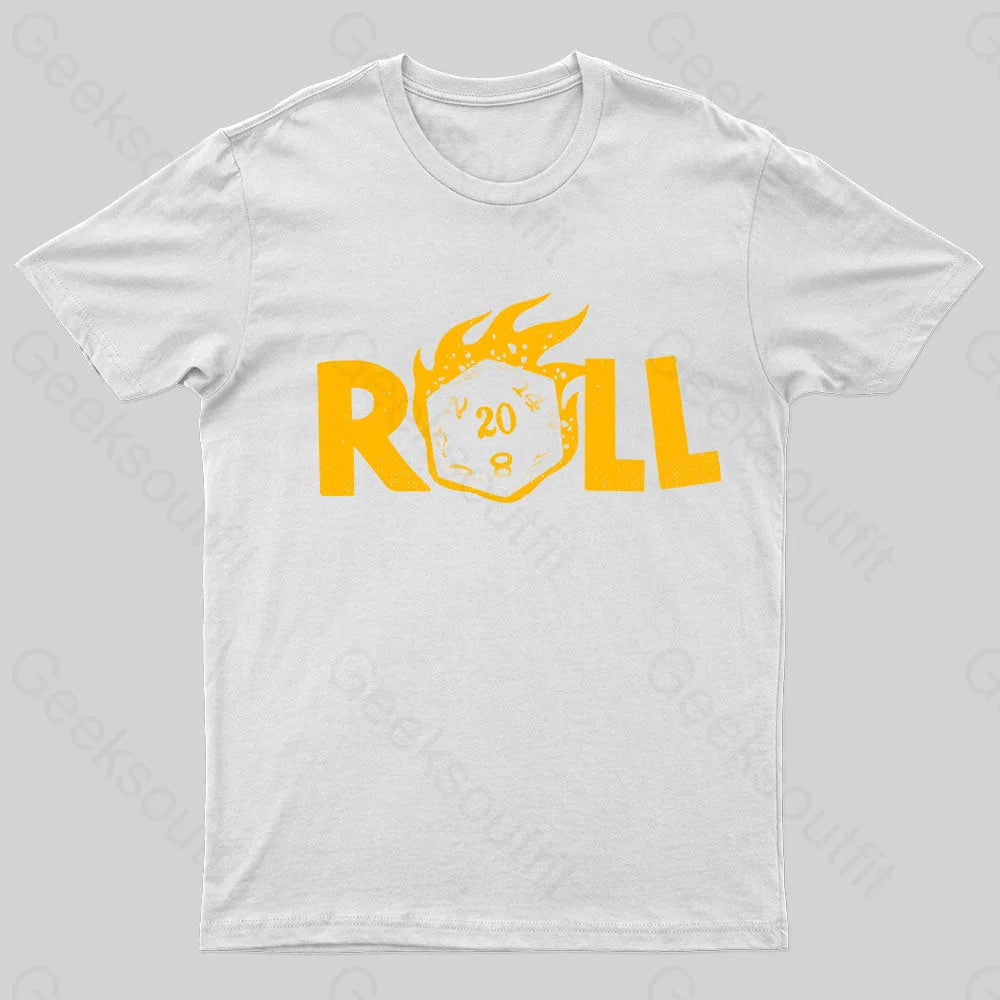 Flaming Dice Geek T-Shirt White / S
