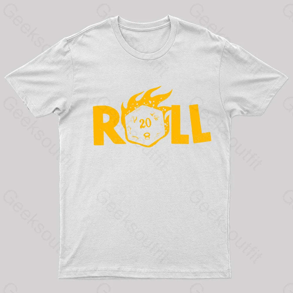 Flaming Dice Geek T-Shirt White / S