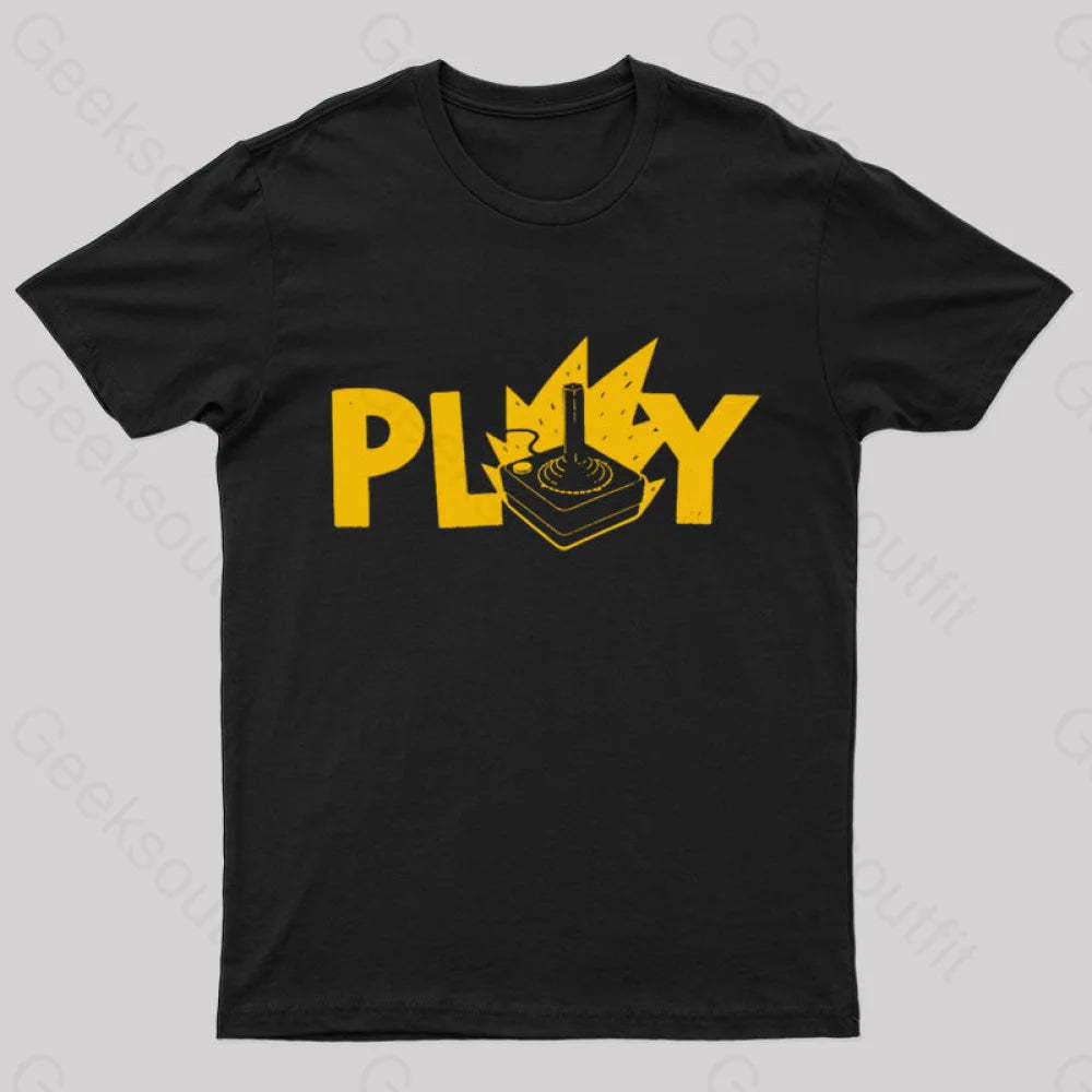 Flaming Joystick Geek T-Shirt Black / S