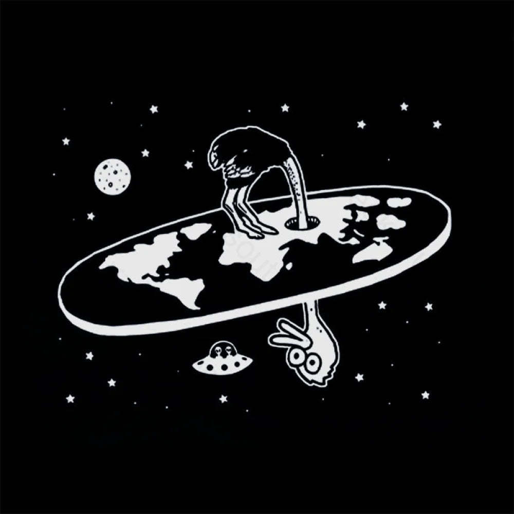 Flat Earth Ostrich Nerd T-Shirt