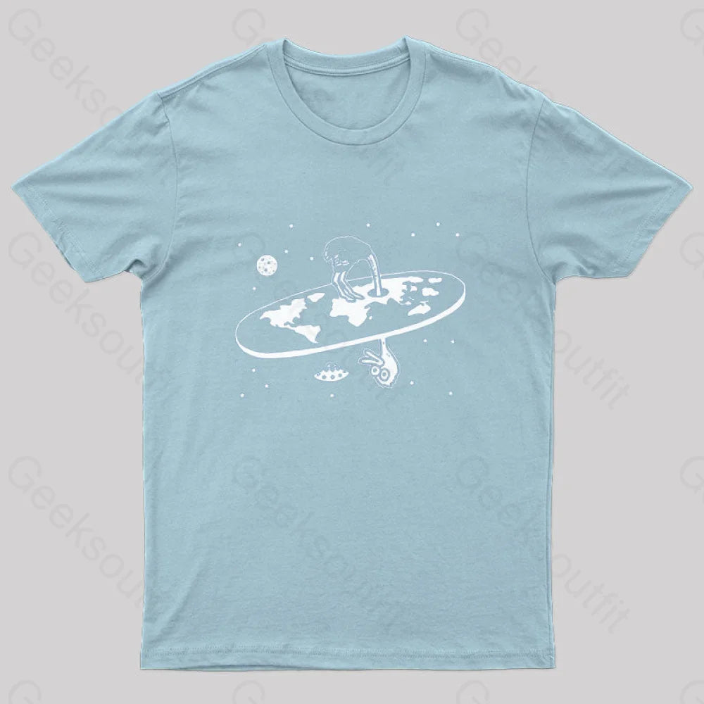 Flat Earth Ostrich Nerd T-Shirt Light Blue / S