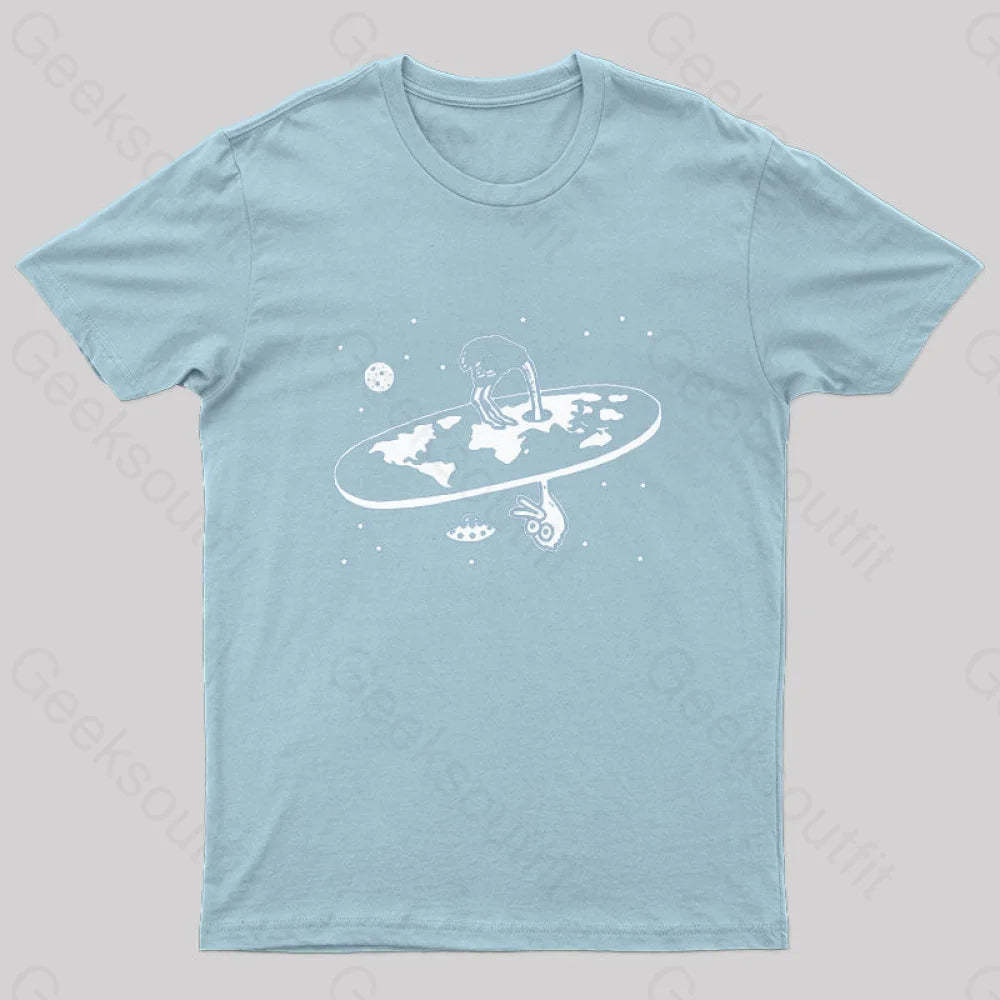 Flat Earth Ostrich Nerd T-Shirt Light Blue / S