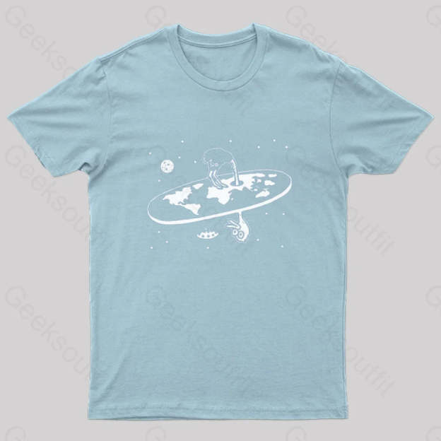 Flat Earth Ostrich Nerd T-Shirt Light Blue / S