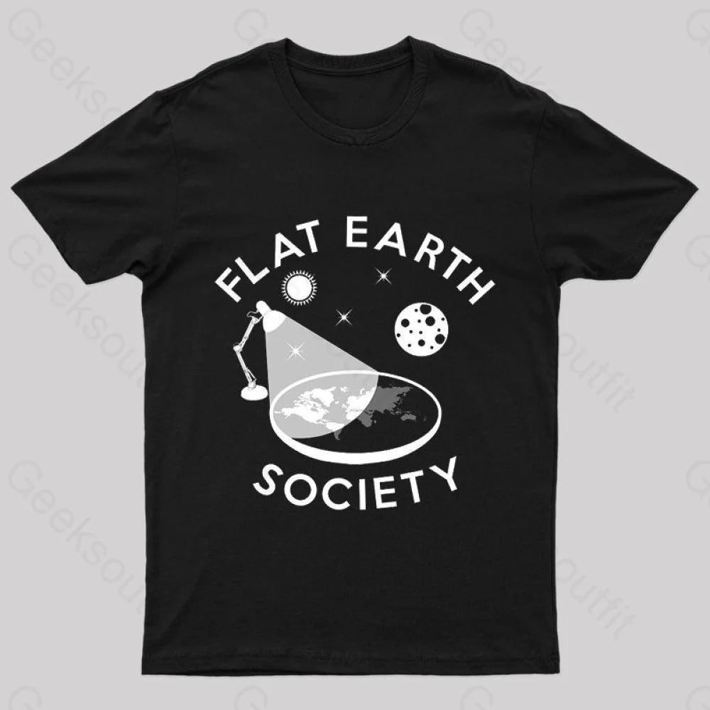 Flat Earth Society Geek T-Shirt Black / S
