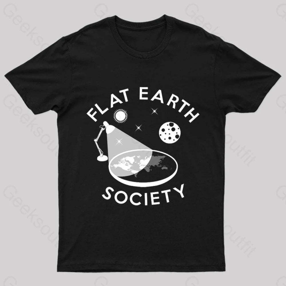 Flat Earth Society Geek T-Shirt Black / S