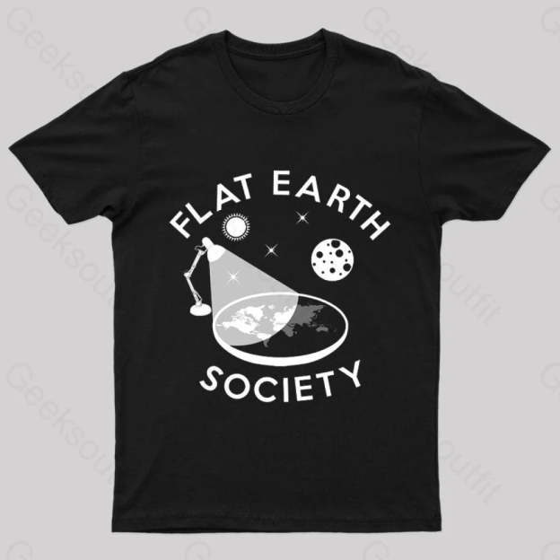 Flat Earth Society Geek T-Shirt Black / S