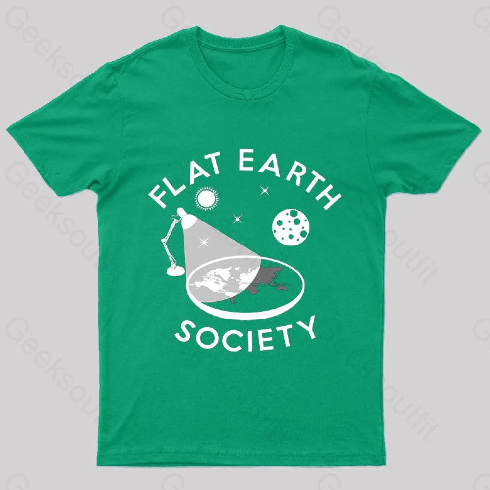 Flat Earth Society Geek T-Shirt Green / S