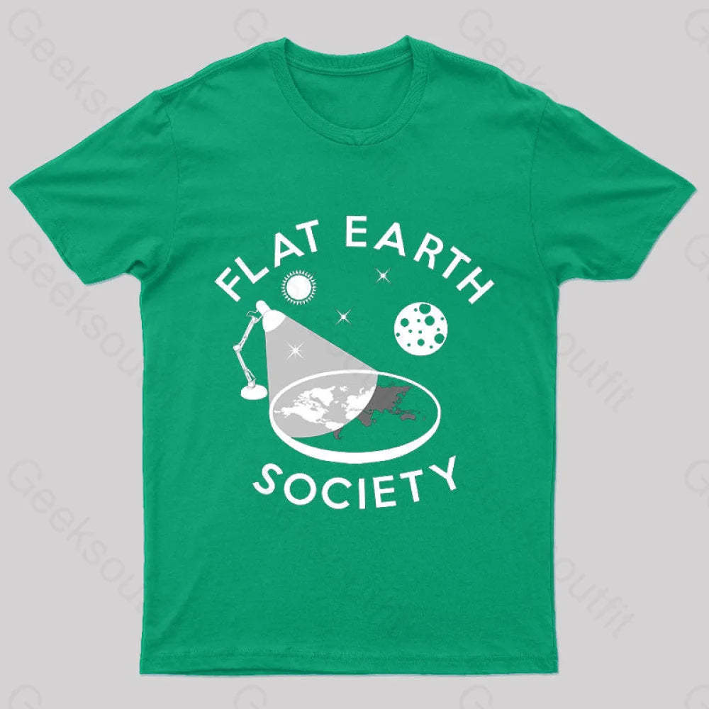 Flat Earth Society Geek T-Shirt Green / S