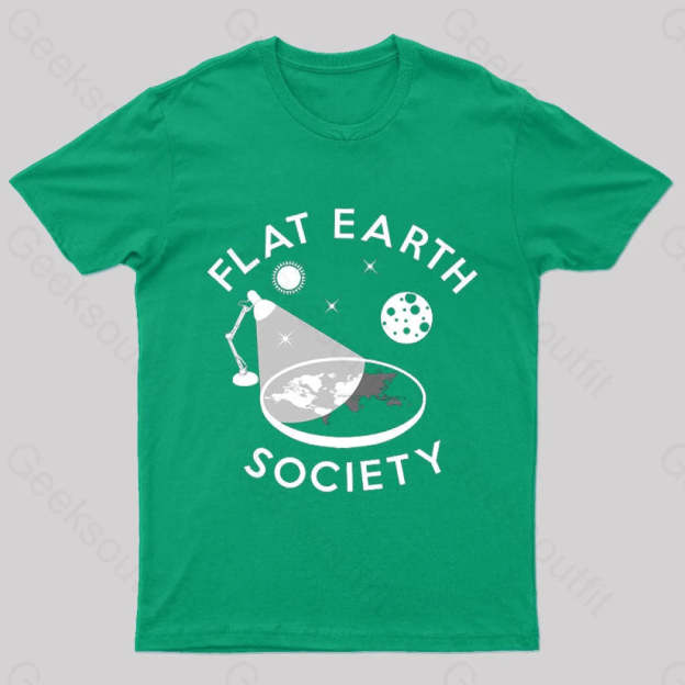 Flat Earth Society Geek T-Shirt Green / S