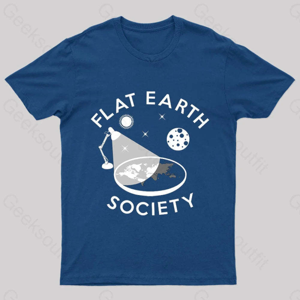Flat Earth Society Geek T-Shirt Navy / S