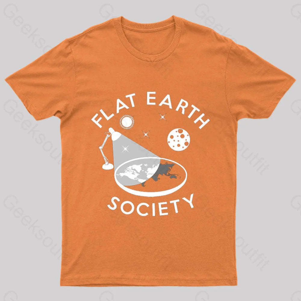 Flat Earth Society Geek T-Shirt Orange / S