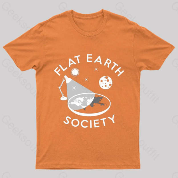 Flat Earth Society Geek T-Shirt Orange / S