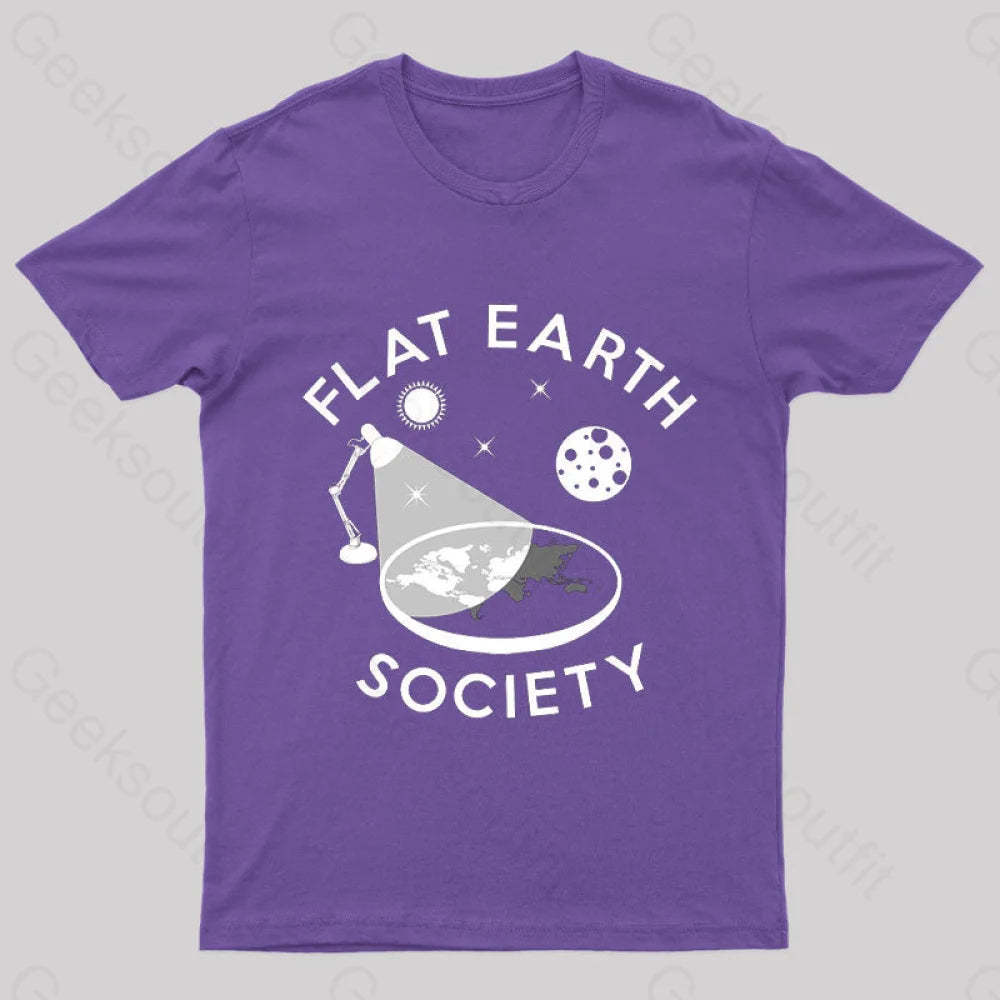 Flat Earth Society Geek T-Shirt Purple / S
